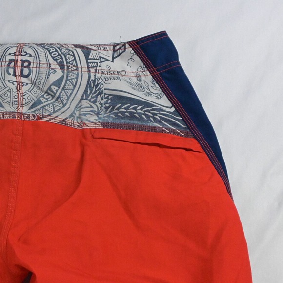 Budweiser 34 x 10" Blue Red White Logo Unlined Board Shorts - Picture 5 of 7